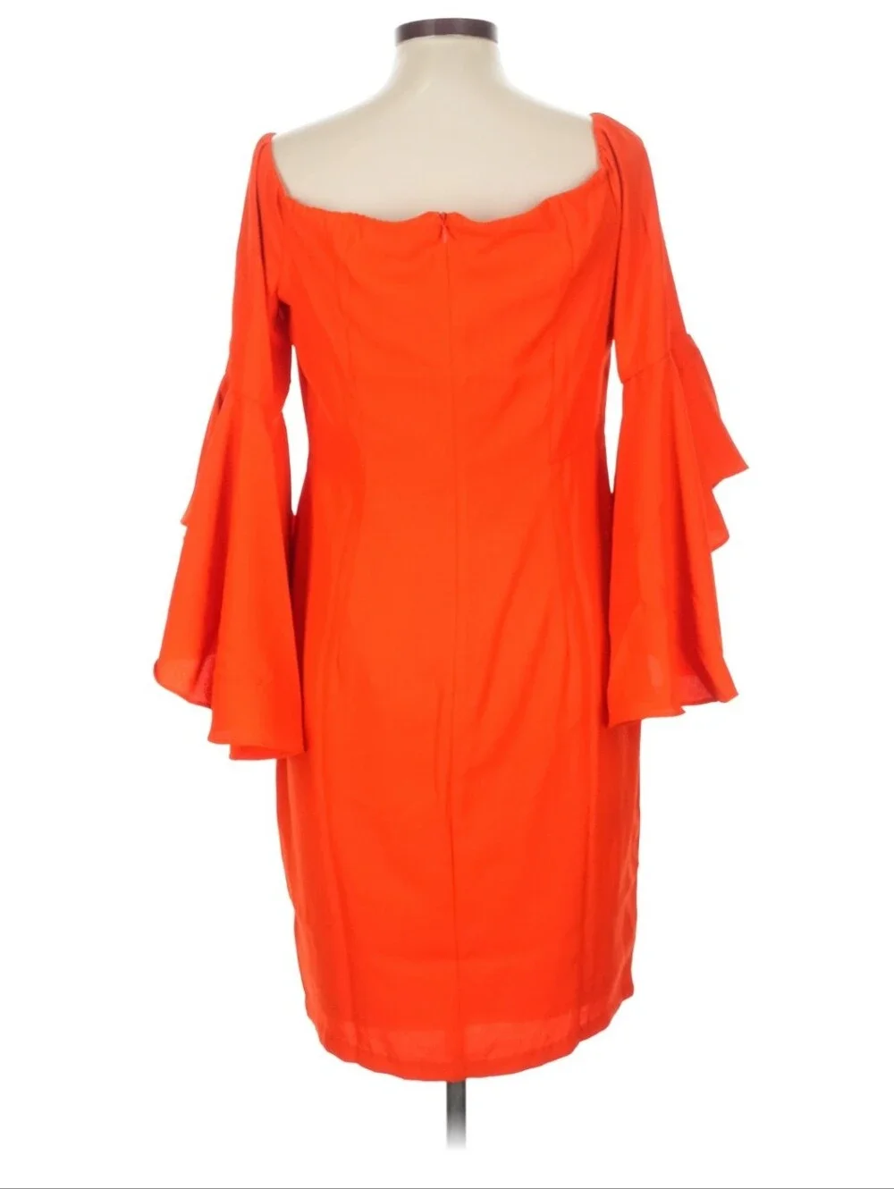 Venus Orange Ruffle-Sleeve Sheath Dress In Size 16 - Picture 7 of 9